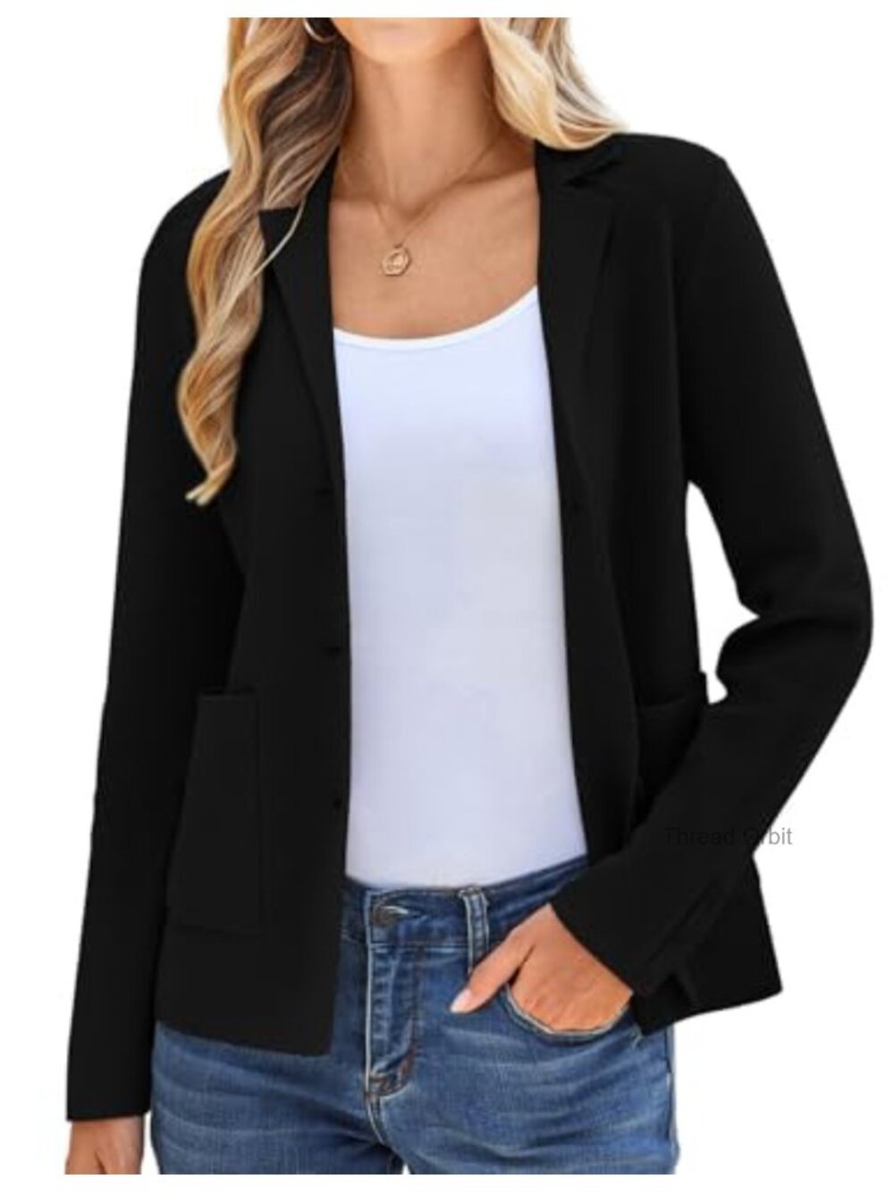 Knit Blazer Women Casual Stretchy Viscose Knit Business Blazers